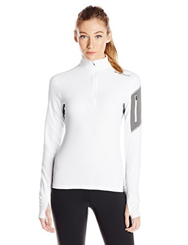 Hot Chillys Women's Lamont Zip-T Base Layer Top, White/Granite, X-Large #TOP10