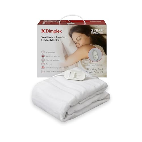 Dimplex DXUBK Machine Washable Heated Under Blanket With Extra Foot Warmth - King - White