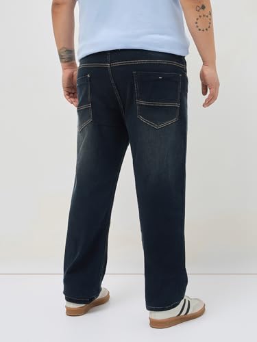 Image of Urbano Plus Men's Regular Fit Heavy Washed Denim Jeans Stretchable