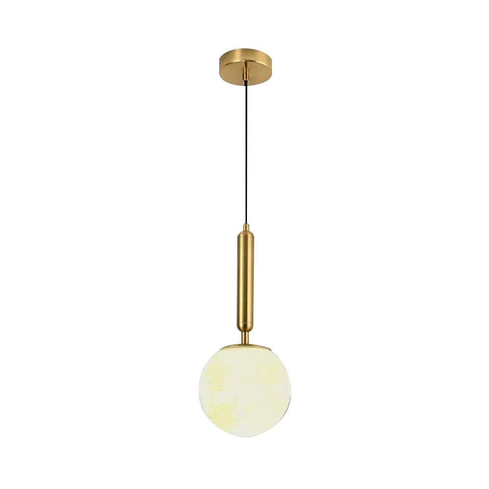 Pendant Light with Globe Glass Shade, White and Gold Single Pendant Lighting for Dining Room, Living Room, Bedroom_White and Gold-image-21