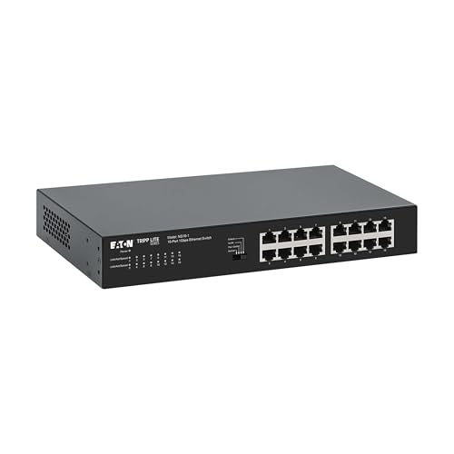 Image of Eaton Tripp Lite Series 16 Port Switch Unmanaged Gigabit Ethernet, Metal Enclosure, Plug-and-Play, Ethernet Splitter, Auto-Negotiable, Desktop and 1U Rack Mount Switch, 3-Year Warranty (NG16-1)