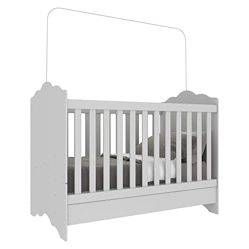 Berço Mini Cama 3 em 1 Grade Soft, Padrão Americano, Multimóveis, Branco Premium