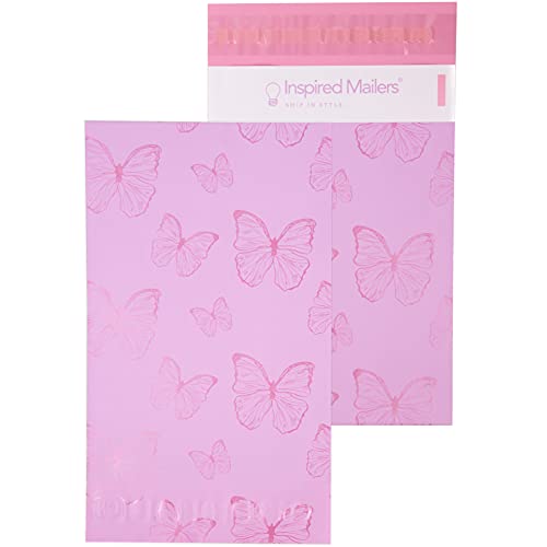 Inspired Mailers - Poly Mailers 6x9-100 Pack - Rose Gold Butterflies - Small Shipping Bags - 6x9 Polymailers - Poly Bags for Shipping - Poly Shipping Bags 6x9 Mailers