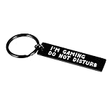 Funny Novelty Gift Do Not Disturb I'm Gaming Keychain Gamer Keyring for Teen Boys Mens Gamer Kids So