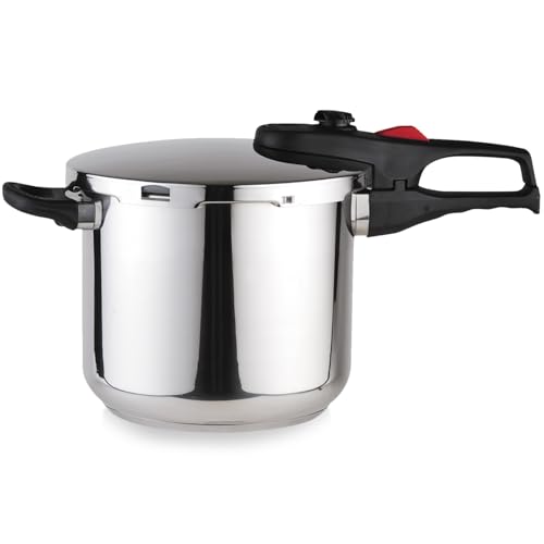 MAGEFESA Practika Plus 6.3-Quart Pressure Cooker – 18/10 Stainless Steel, Induction Compatible, 5-Layer Heat Diffuser Bottom, 5 Safety Systems, Even Heat Distribution