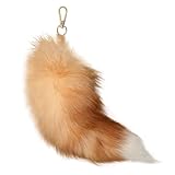 kauomi Real Fox Tail - Therian Tail Plush Keychain, Furry Foxes Bag Therian Accessories, Huge Fur Fox Tails as Gifts for Women (Golden)