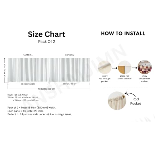 Image of Premium Under Sink Curtain for Modular Kitchen | Rod Pocket Cabinet Curtain | Wash Basin Storage Cover| Decorative Kitchen Counter Skirt | Dust Proof | 150 x 71 cm (Purple)