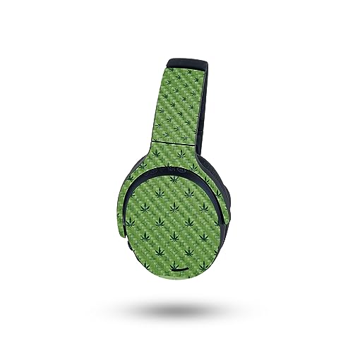 Image of MightySkins Carbon Fiber Skin Compatible with Skullcandy Crusher ANC 2 - CBD Green | Protective, Durable Textured Carbon Fiber Finish | Easy to Apply, Remove, and Change Style