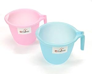 Bringhom Set of 2 Frosty 1Ltr Bathroom Mug/Bath Mug Combo (2Pcs, Multi Colour, 1000ml)