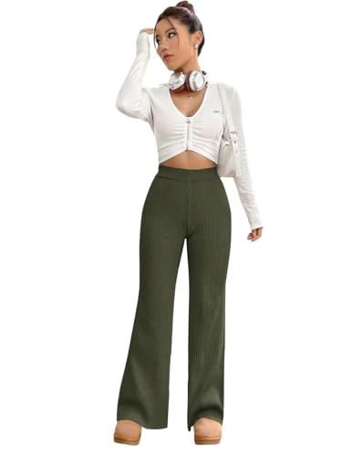 Image of Tee Projekt Formal Casual Solid Trousers for Women || Pull On Trousers for Women || High Waist PlainTrousers for Summer
