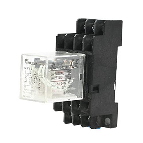 Relais de puissance MY4J AC110V 14 broches avec embase rail DIN 35mm lot de 5