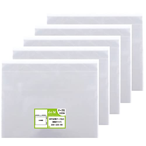 アート・エム【国産】テープ付 透明OPP袋(透明封筒)30ミクロン厚(標準) (500枚, A4横型 #30(標準)(310×225+フタ40mm)/二つ折り発送)