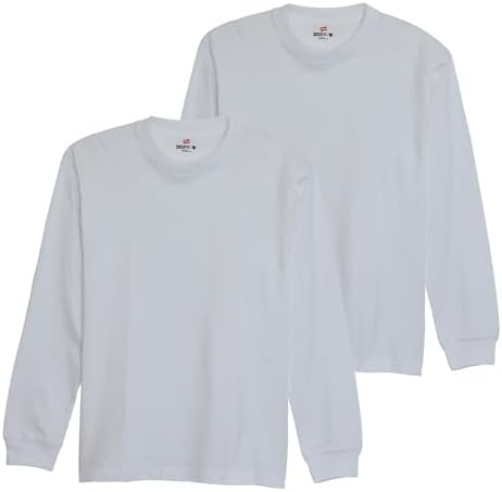 （03:30時点） [ヘインズ] Tシャツ 長袖 丸首 BEEFY-T 綿100% 丸胴仕様 タグレス仕様 ビーフィロングスリーブTシャツ 2枚組 肉厚生地 無地 H5186-2-010-XL