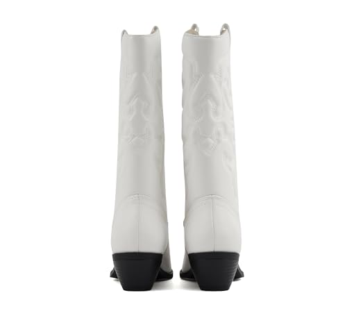 Image of Soda inchTELLER inch ~ Women's Western Cowboy Boots with Stitched Detailing, Pointed Toe, and Low Block Heel