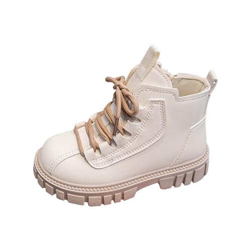 IWIHMIV Girls Short Boots Toddler Girls Riding Boots with Side Zipper Outdoor Non Slip Lace Up Ankle Booties