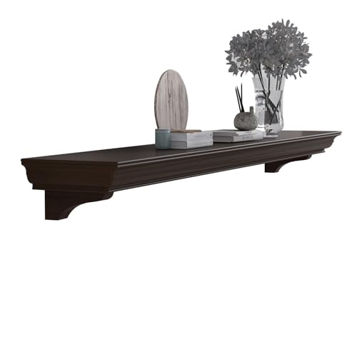 Fireplace Mantel with Invisible Heavy Duty Wood Bracket, Wall Mount Handcrafted Hollow Floating...
