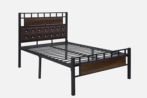 Image of Orvo Metal Single Size Bed Without Storage | Wrought Iron Cot with Headboard & Footboard| Sturdy Powder Coated Platform Bed Single Size Cot for Bedroom, Living Room, (Orvo Black)