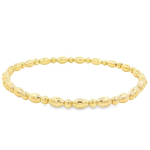Anela 14kt Gold Filled Beaded Stretch Bracelet, Tarnish Free, Water Resistant, Hypoallergenic, Stacking Bracelet, Made in USA, Gift for Woman (7.0")