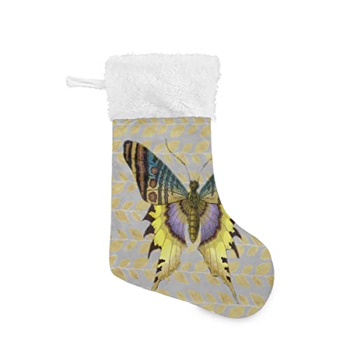 MEHOM Kerstkousen, gepersonaliseerde kerstkous voor kinderen vlinder grote kerstkousen familie kerstfeest decoraties (1 Pack)