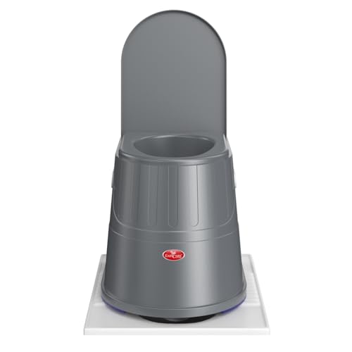 Image of EASYCARE Heavy Duty Portable Indian to Western Toilet Converter | Commode Stool for Patients, Adults, Elderly, Kids, Handicap | Portable Toilet Seat | Toilet Chair I Capacity Upto 110 Kgs (Grey)