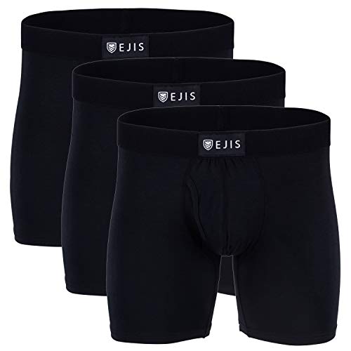 Ejis Essential Boxer Briefs | Fly (3-Pack) | Anti-Odor Micro Modal (Small, Black)