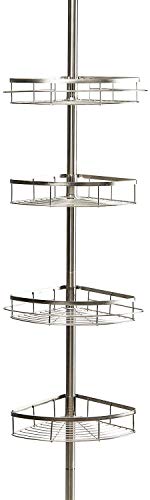 Acero inoxidable InoxidableEstanterias de baño 110-310cm Estante de Esquina telescópico para Ducha 4 Niveles