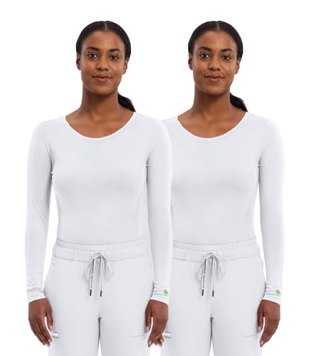 Image of Healing Hands Underscrub Long Sleeve Women Knits Scrub Tops | Soft Cotton Blend Knit, Breathable Stretch Comfort, Machine Wash, Easy Care Fabric, Ideal For Layering Under Scrubs
