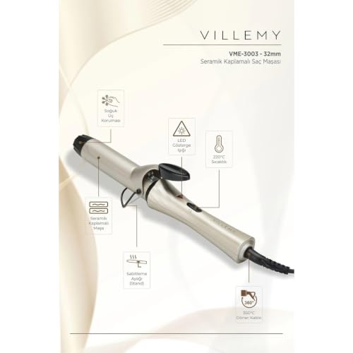 Vme-3003 Seramik Kaplamalı Saç Maşası, 32 mm, Büyük ve Doğal Dalgalar