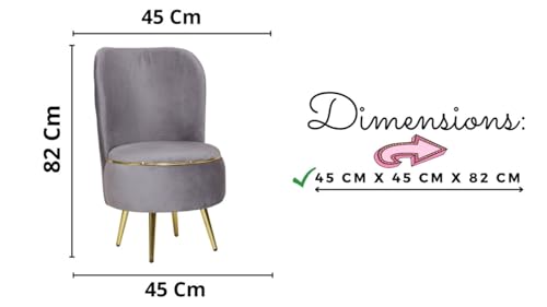 Image of Ottoman for Living Room, Velvet Round Foot Rest Stool, Metal Legs Chair for Sitting, Puffy for Bedroom & Makeup Room Decor | Chair (18 inchx18 inchx32 inch), Puffy (16 inchx16 inchx17 inch) | (Combo-Grey)