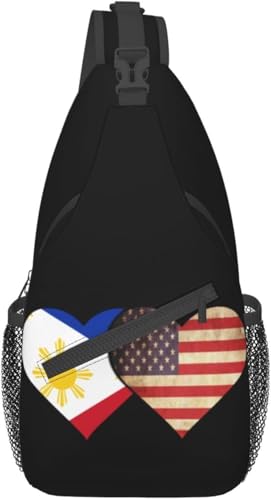Mochila bandolera unisex con banderas de Filipinas y EE.UU. miniatura 1