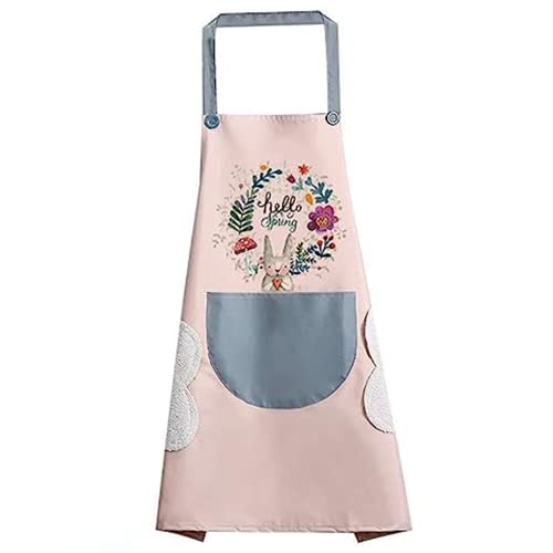 DOCAT Delantal de cocina para mujer con bolsillo frontal grande, delantal impermeable para cocina, diseño único, accesorios de cocina para cocinar en casa, rosa, ancho 68 cm, largo 72 cm, Rosa, width