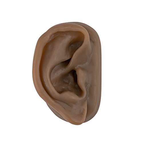 SimCoach Acupuncture Ear Model, Right Artificial Ear Replica for Auricular Therapy Teaching, Piercing Practice, Hearing Aids, Jewelry Display (Black)