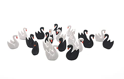 Miniature Animal Figurines Animal Models Fairy Garden Miniature Moss Landscape DIY Terrarium Crafts Ornament Accessories for Fairy Garden Home Decoration (White Swan and Black Swan,Pack of 20 )