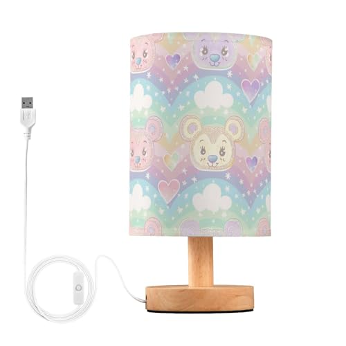 Lámpara de mesa con oso colorido y diseño retro miniatura 1