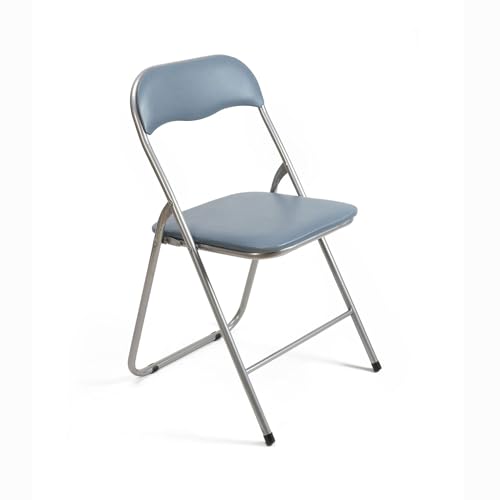 THE SECRET HOME – Silla Plegable de PVC y Metal – Alto. 80 cm x Ancho. 45 cm – Asiento Auxiliar para el Hogar - Silla con Patas Antideslizantes - Color Gris