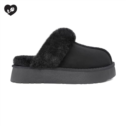 SOULROSE Women's Fuzzy Memory Foam Slippers Disquette Platform Fuzzy Comfy Cozy House Bedroom Indoor Outdoor Slippers Shoes with Non-Slip Sole Womens Gift Slippers2