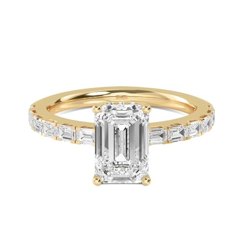 1-5 Carat (ctw) White Gold Emerald,Round Cut LAB GROWN Diamond Halo Engagement Ring (Color E-F Clarity VS1-VS2)