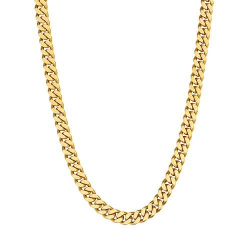 Sparkle Rise Cuban Link Chain for Men and Women-18K Gold-Plated Miami Cuban Chain Necklace 9/11/13mm Width 20/22/24 Inch Length No Tarnish& Durable Hip Hop Jewelry.