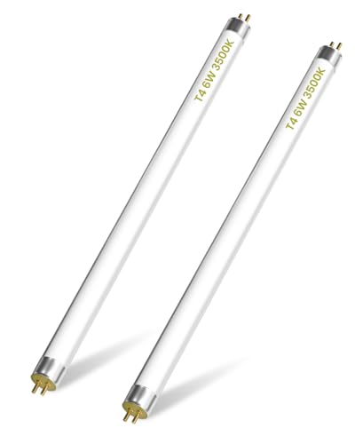 Lamptobe Tubos Fluorescentes Pequeños T4 6W 232MM - Bombilla Fluorescente 2 Pines G5 Blanco Suave 3500K Bombilla T4 de Alta Eficiencia, 232MM Incluyendo Clavijas/ 218MM Excluyendo Clavijas (2-Pack)
