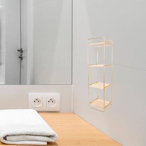 Étagère murale sans perforation : structure multi-niveaux métal et bois pour tasses - 6