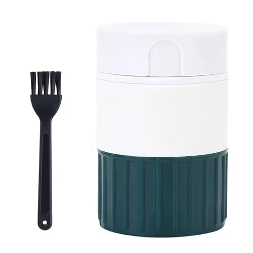 Hiacinto 3-in-1 Tablettenteiler mit Tablettenmörser, Schleifkopf und Aufbewahrungsfach, BPA-freier Pillenschneider in Blau-Weiß, 8×5,5 cm, inkl. Reinigungsbürste