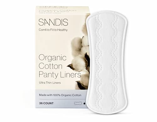 SANDIS Panty Liners for Women - 36 Count 100% Organic Cotton Ultra Thin for Periods Menstrual Feminine Pads Sanitary Napkins Super Absorbency Leak Protection