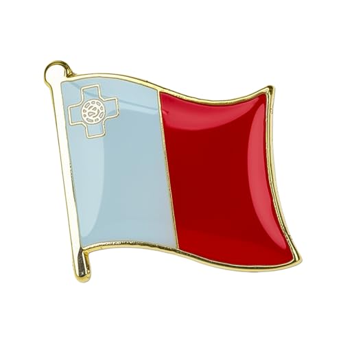 Malta National Flag Enamel Metal Pin Badge Diplomat Lapel – 1.9cm x 1.6cm – Hard Enamel Maltese George Cross Flag Brooch – National Symbol Pin for Jacket, Hat, or Backpack