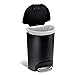 simplehuman 50 Liter / 13 Gallon Semi-Round Kitchen Step Trash Can with Secure Slide Lock, Black Plastic