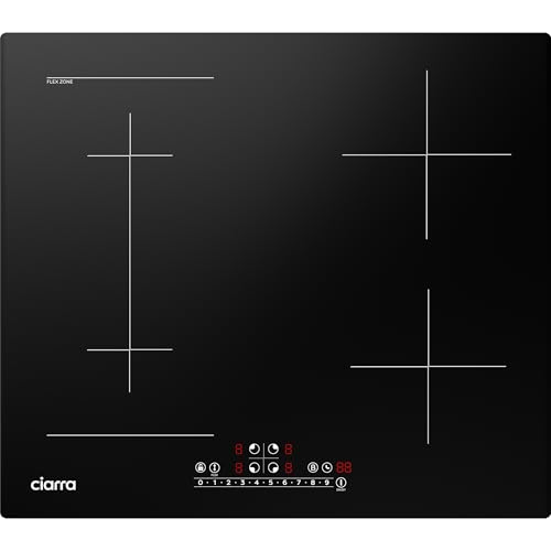 CIARRA CBBIH4BF 7200W Plaque à Induction Encastrable 4 Zones - 1 Zone Flexible - Fontion Boost-...