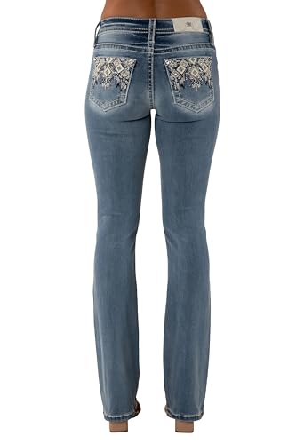 Miss Me Women's Geometric Sequin Embellished Mid-Rise Bootcut Jeans