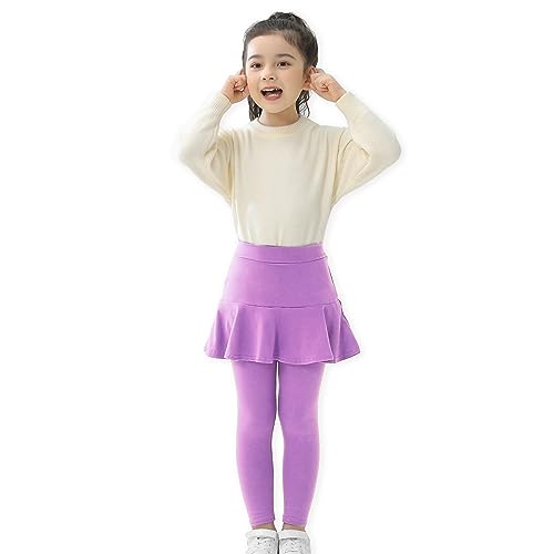 Image of StyleSavvy Trendy Girls' Leggings with Skirt - 2 Pack of Cotton Ruffle Skirt Pants for Kids for 3-8 Years