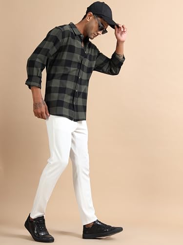 Image of StitchX Men's Slim Fit Brushed Cotton Buffalo Checkered Shirt