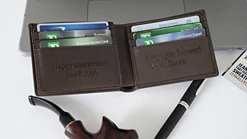 Generic, Personalized Wallet for Men, Dark Brown, Full-Grain Leather, RFID-Blocking, 11 Card Slots, Custom Gifts for Fathers Day2