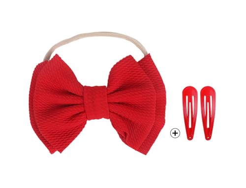 Image of Kewl Fashion Baby Girl's Toddler 5 Inch Soft Bow-knot Nylon Hairband Headband Headdress (Red)